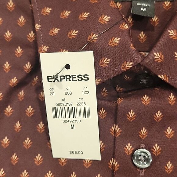 Slim Geo Print Stretch 1MX Dress Shirt,size M - Picture 3 of 3